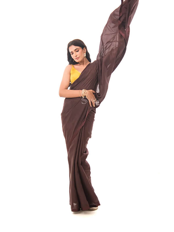 Brown Cotton Handloom Saree