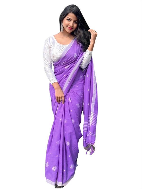 Purple Zari Pure Silk Saree
